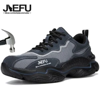 jiefu safety shoes for men durable steel toe work trainers lightweight comfortable construction industry shoes