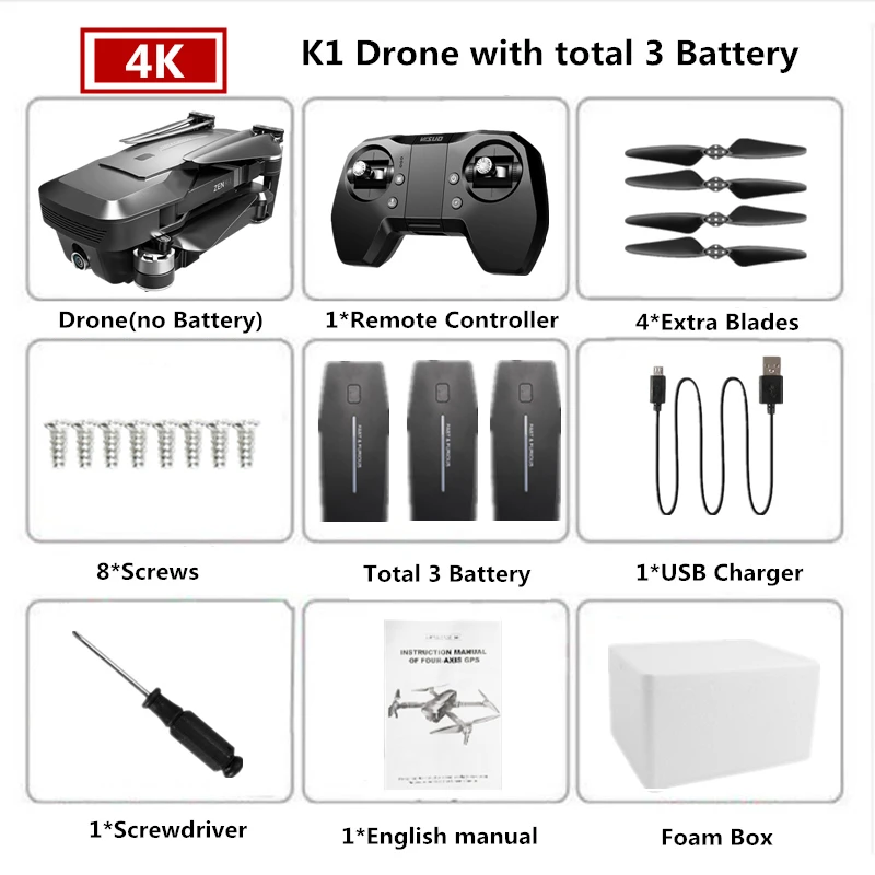 Foam Box 3B Visuo ZEN K1 Радиоуправляемый Дрон GPS с 4K HD Двойная камера управление жестами Квадрокоптер с 5G Wifi камера полета 28 минут Дрон VS F11 B4W - Цвет: Foam Box 3B