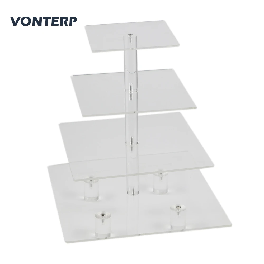 Hmroovom квадратная прозрачная 4 ярусная акриловая подставка для кексов/акриловая