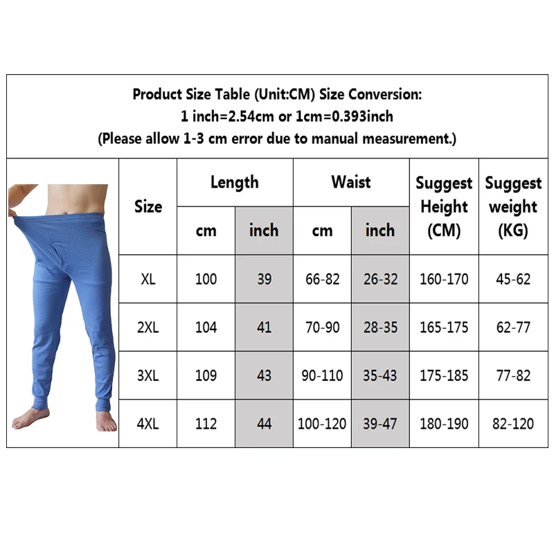 

Plus Size Men Underwear Men Long Johns Autumn Winter Cotton Thermal Pants Bottoms Soft Breathable Warm Long Johns Underwear