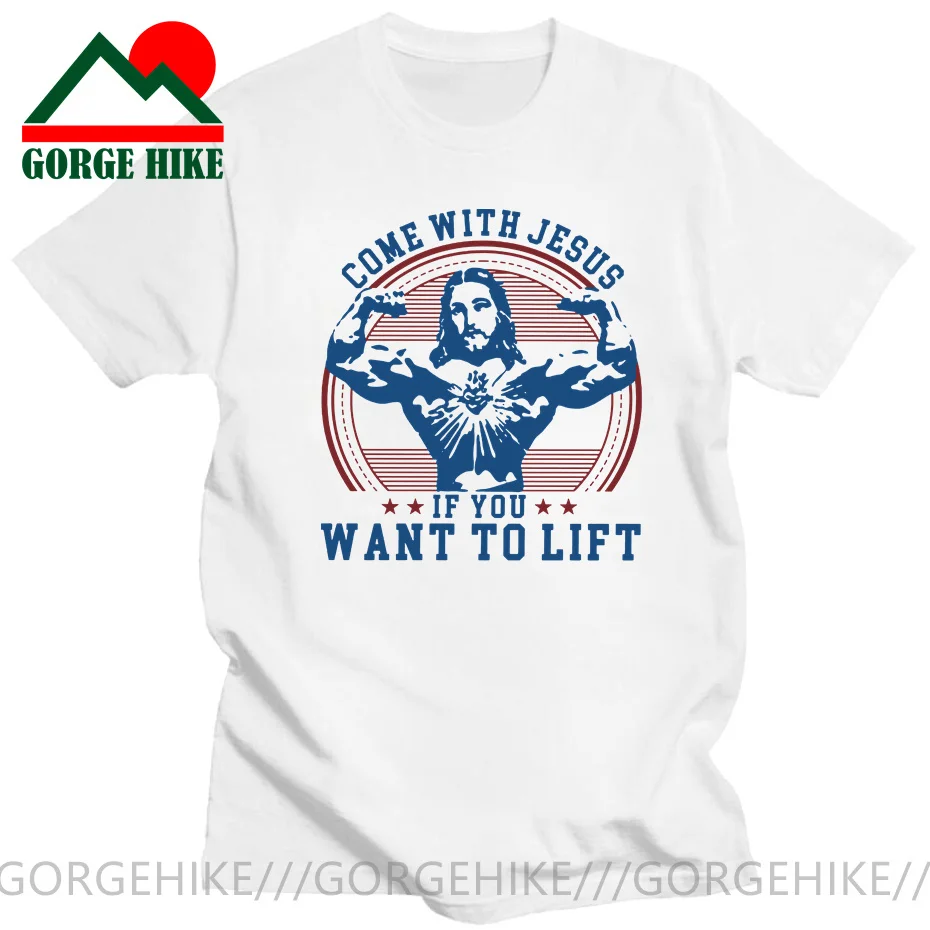 Забавная футболка с Иисусом Мужская коротким рукавом для спортзала дизайнерская