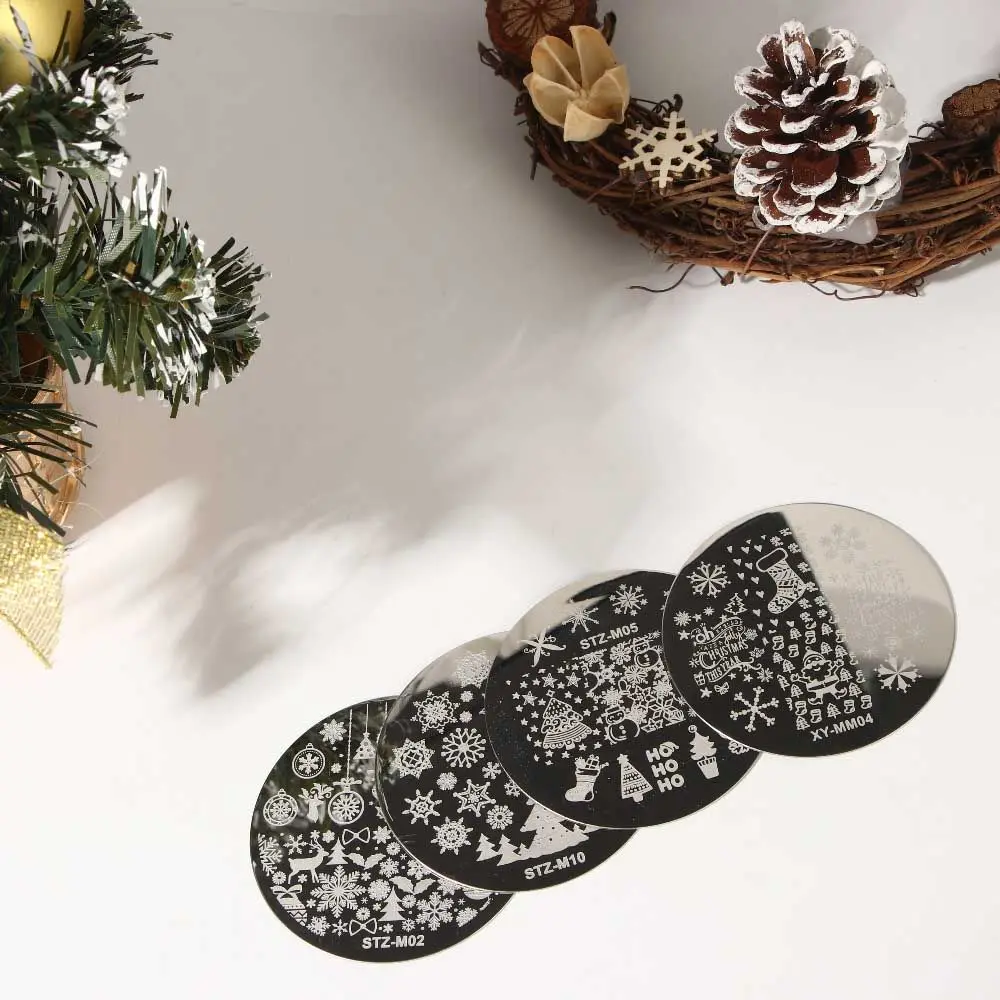 Шаблоны для ногтей с Санта Клаусом снежинкой рождественской елкой шаблоны