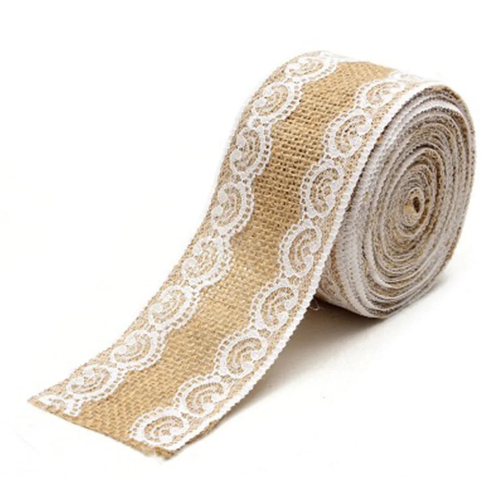Лента из джута с кружевной отделкой 5 см х м | Дом и сад