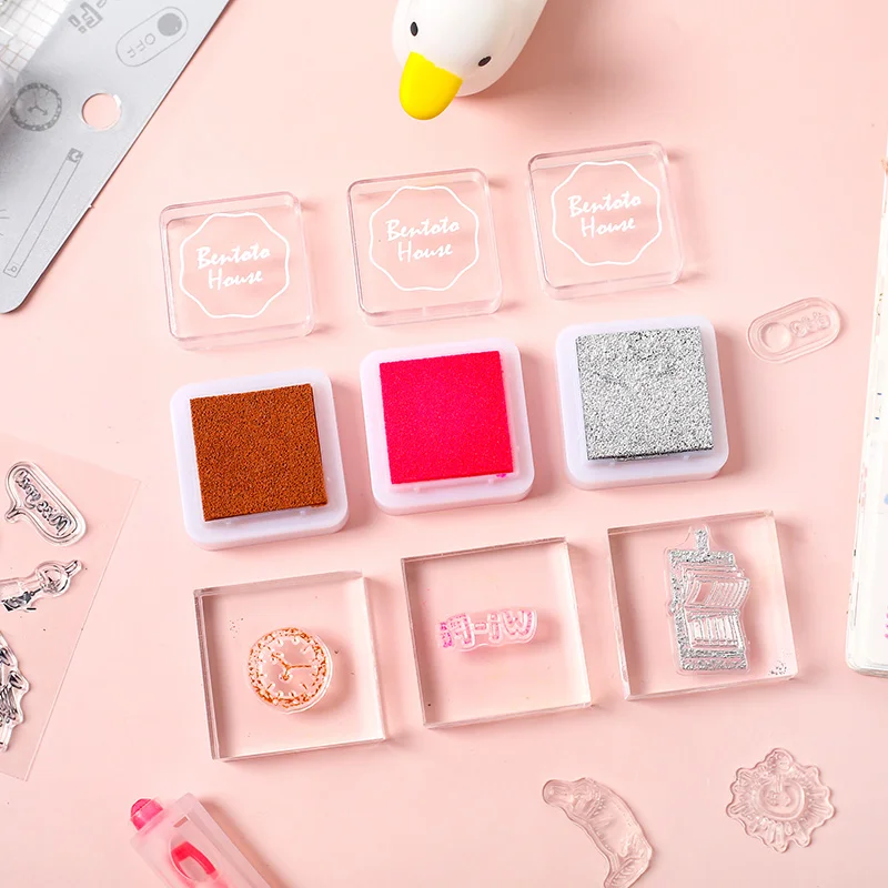 Еда напиток кошка будний день украшение штамп + чернильный коврик акриловый