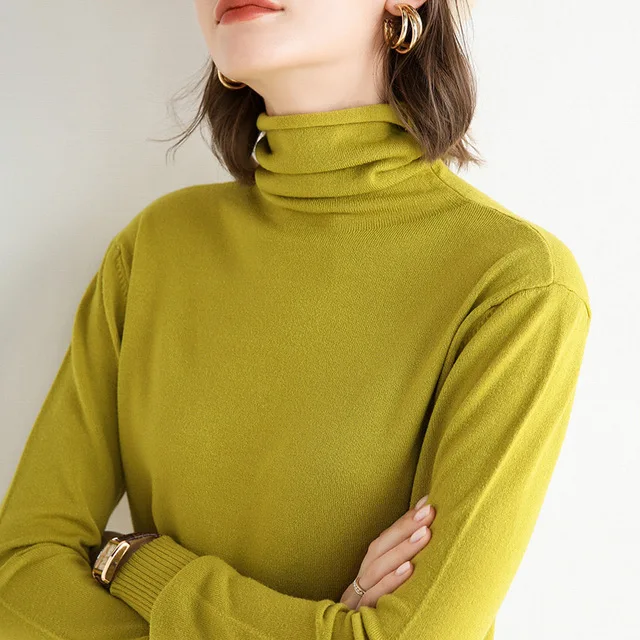 

knitted Turtleneck sweater women warm jacket pullover casual basic