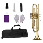Изысканные плоские латунные трубы Bb труба B с мундштуком, перчатки высокого качества, латунные инструменты с мягкой коробкой и ремешком