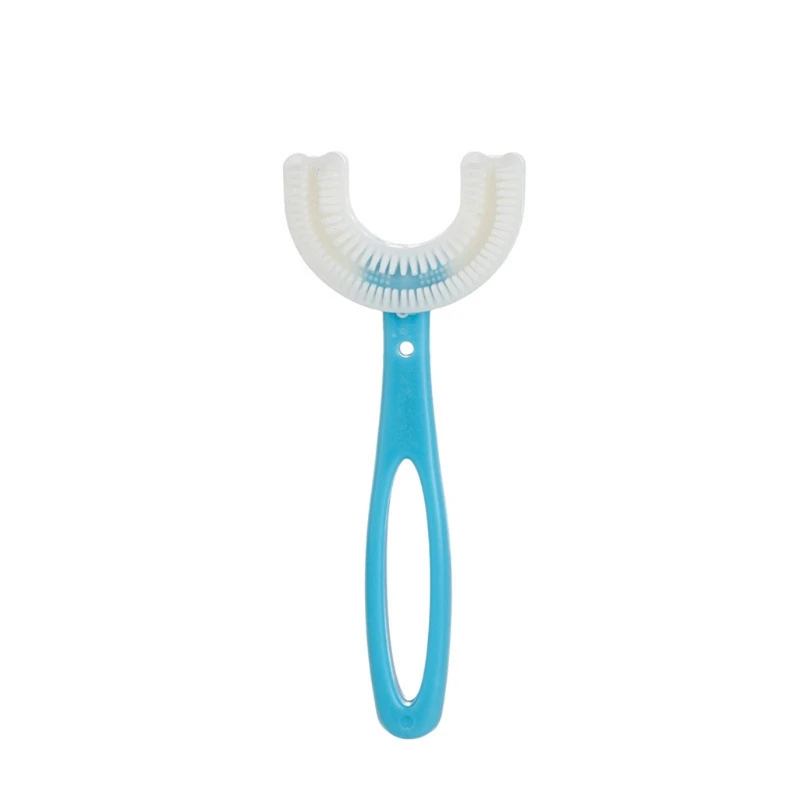Cepillo de dientes en forma de U para ni&ntilde;os, cepillo de dientes Manual de silicona para cuidado de limpieza Oral-3