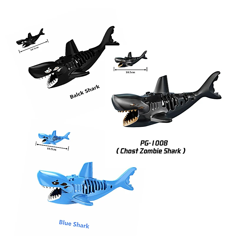 

MOC Animal Bricks Constructor Shark Megalodon Wolf Leopard Black Bear Whale Orangutan Building Blocks Educational Toys for Kids