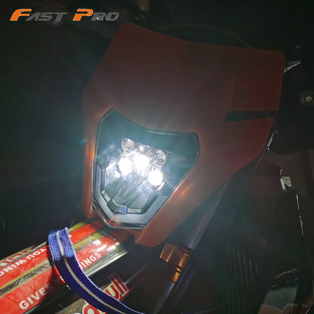 

Motorcycle New Universal LED Headlight Headlamp Head Lamp Light Supermoto For KTM SX XC EXC EXCF Six Days MX Enduro Dirt Bike