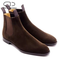 uncle saviano chelsea winter men boots shoes work handmade cow suede shoe man add velvet non slip fashion style designer boot