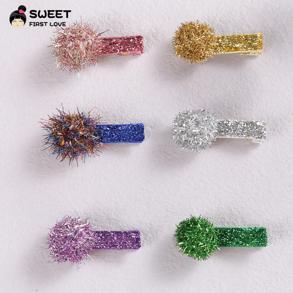 

Baby Girls Fur Ball Hair Clip Barrettes Hair Pin Soft Children Sequins Hairpin Girl Princess Fashion Sweet Hair Accessories