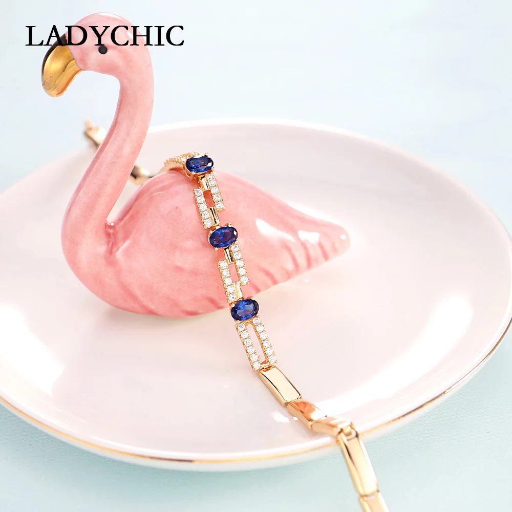 Женские и мужские браслеты LADYCHIC с синим красным фианитом свадебный браслет