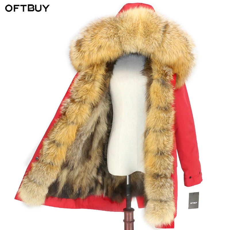 OFTBUY 2021 Водонепроницаемая парка пальто с натуральным мехом лисы зимняя куртка