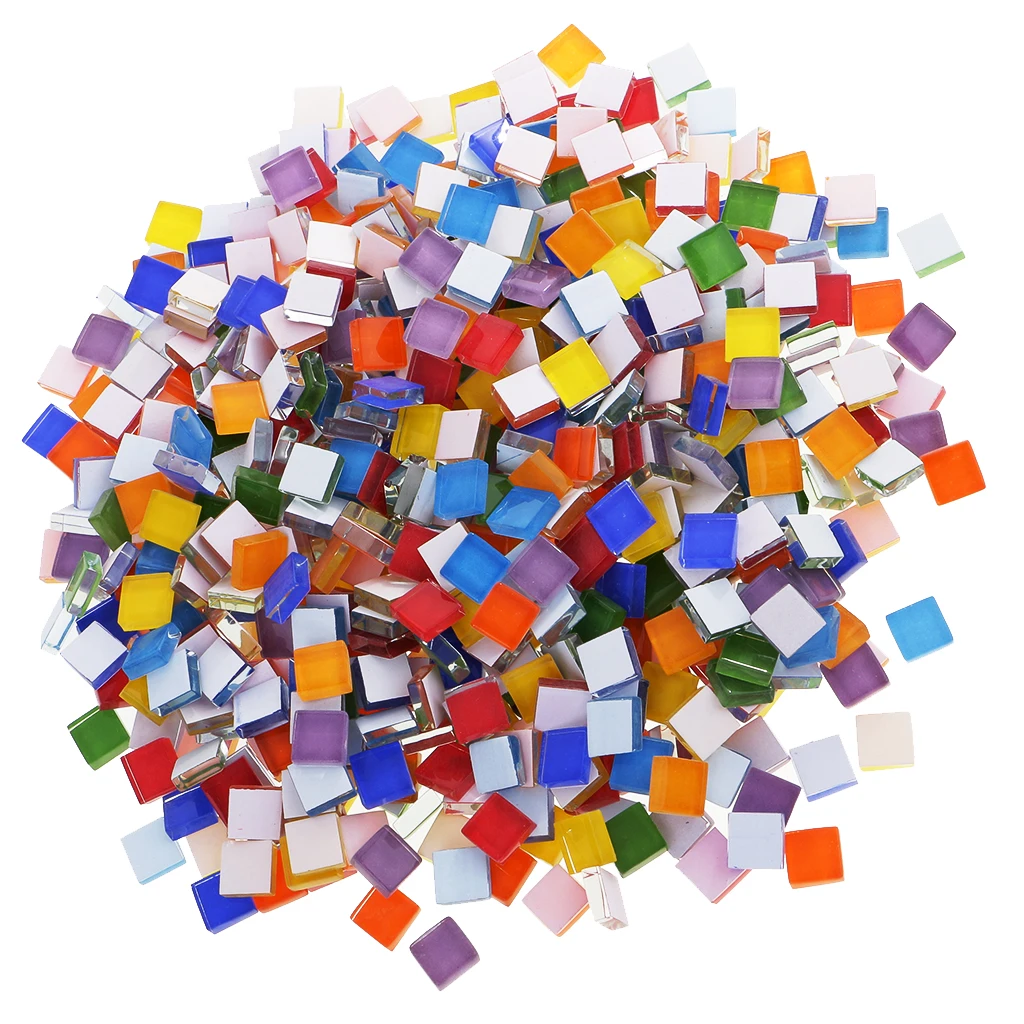 390 Pieces Assorted Color Square Glass Mosaic Tiles for DIY Making Crafts 10x10mm | Дом и сад