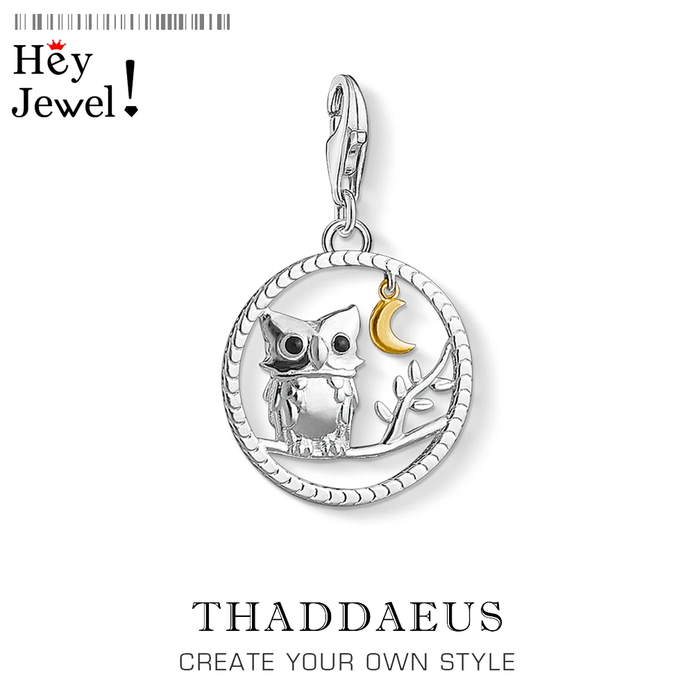 Женский браслет из серебра 925 пробы с подвеской в виде совы|Ювелирные шармы| |