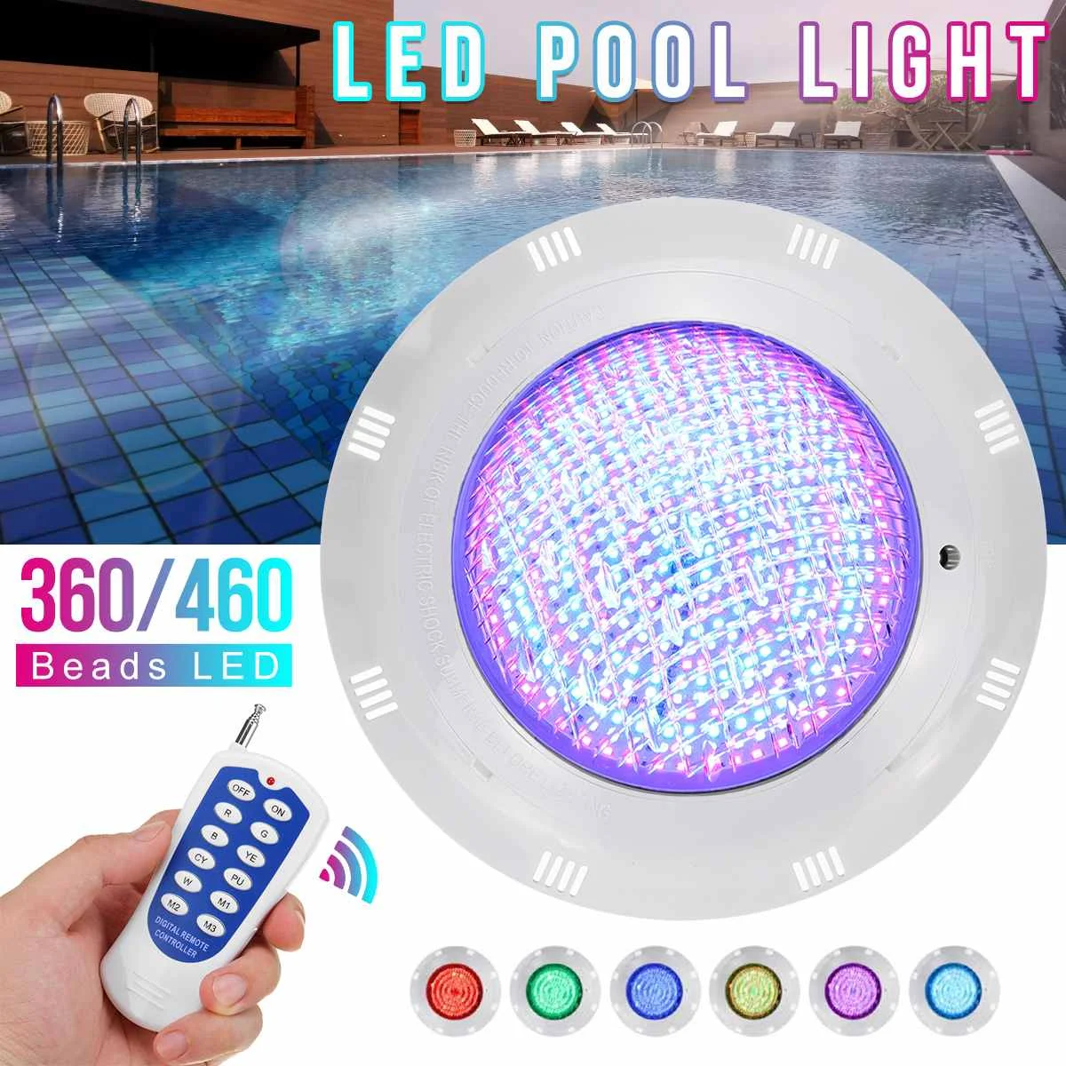 

35 Вт, 45 Вт 460 светодиодный s светодиодный подводные огни плавательный бассейн RGB Цвет изменение AC12V IP68 Водонепроницаемый лампа с пультом дист...