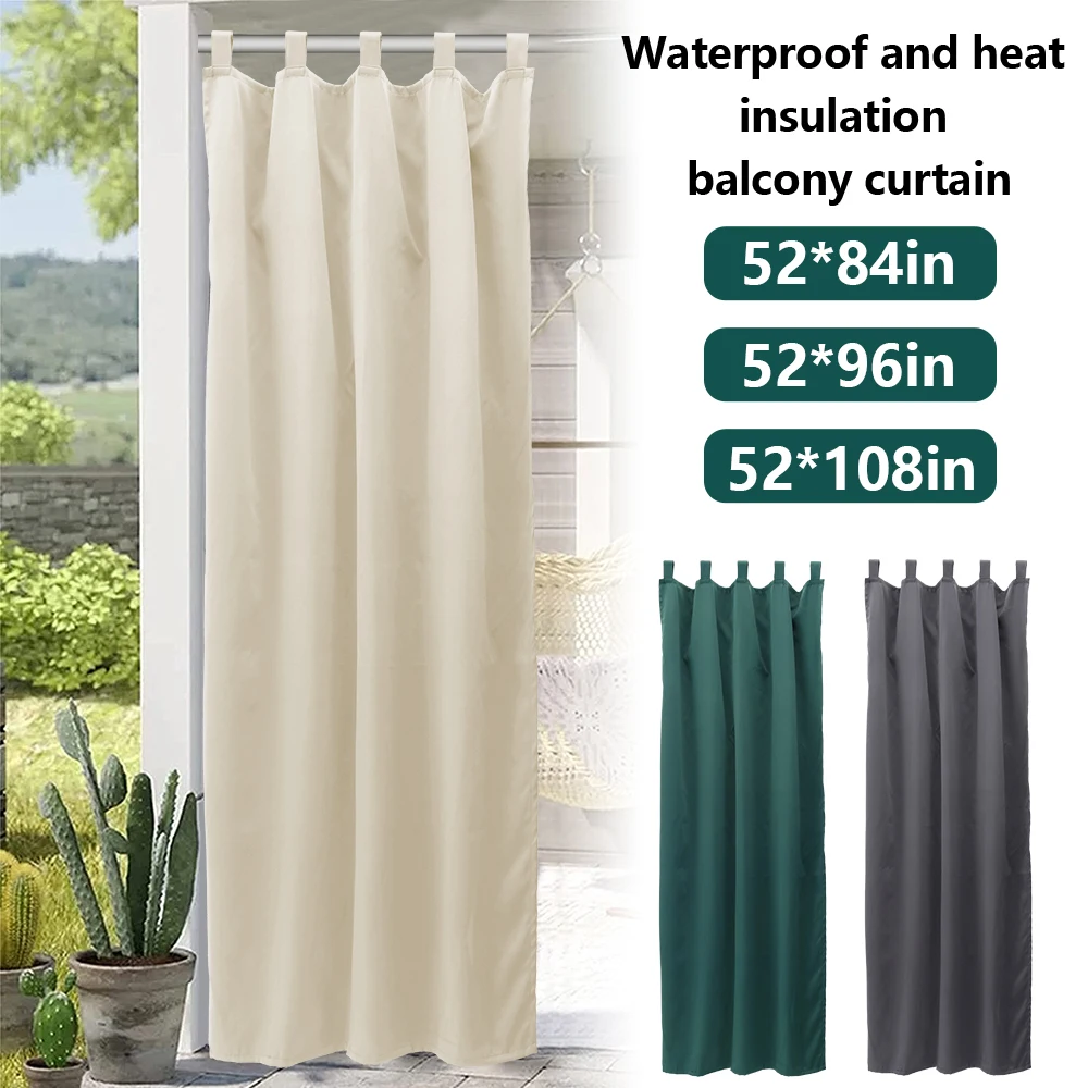 

Patio Waterproof Outdoor Curtain Tab Thermal Insulated Blackout Curtain Drape for Patio Garden Front Porch Gazebo Keep Privacy