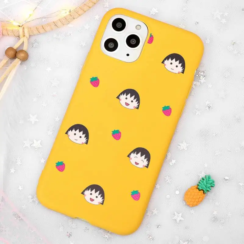 

Chibi Maruko-chan Phone Case Candy Color Yellow for iPhone 11 12 pro XS MAX 8 7 6 6S Plus X 5S SE 2020 XR