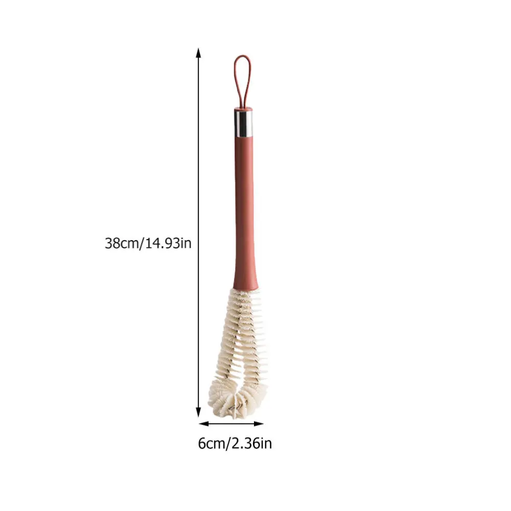 

1Pc Practical Long Handled Cup Brush Supple Bristled Cleaning Tool Brush (Red)