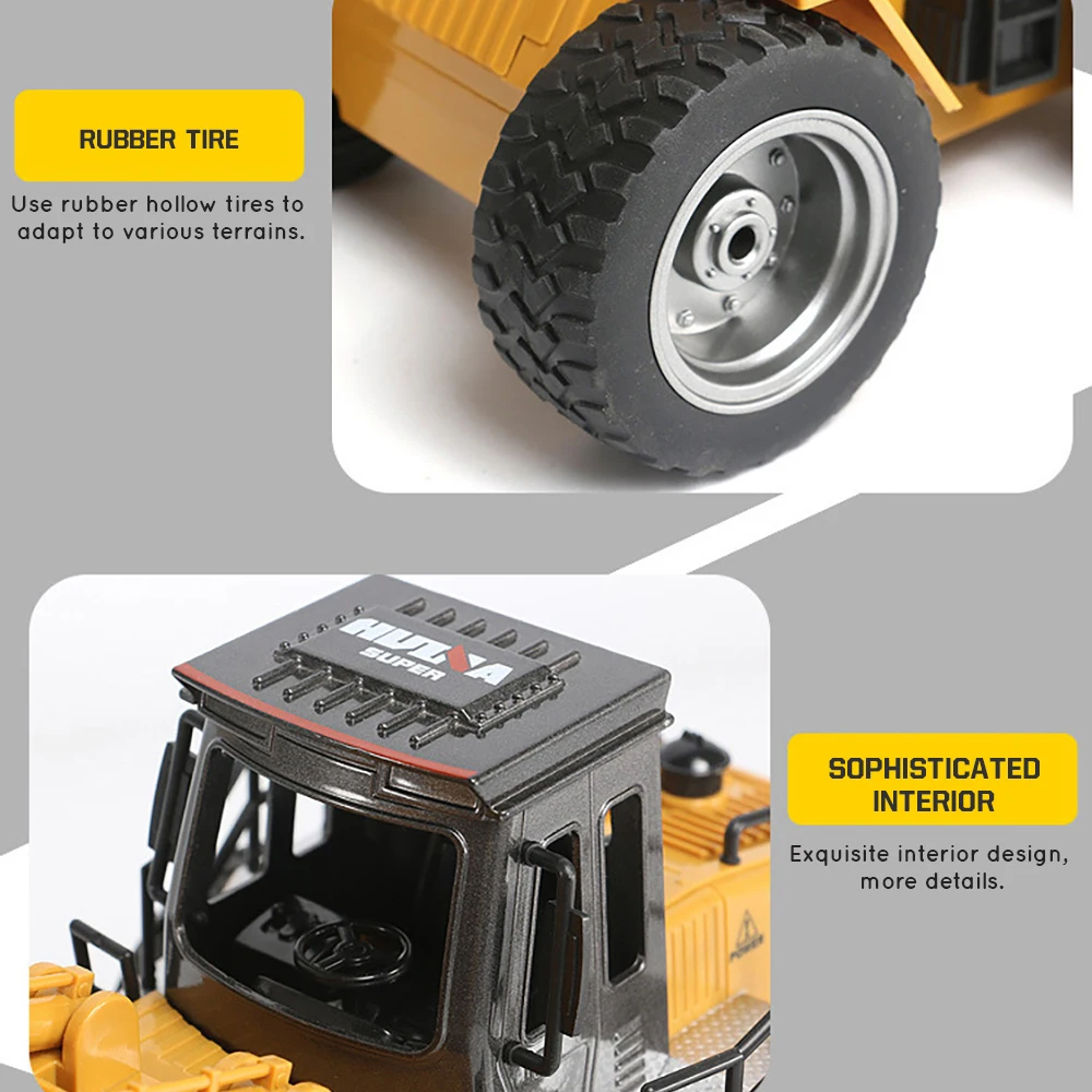 HUINA 1:18 RC Truck Crawler Alloy Tractor Model Engineering Car 2.4G Radio Controlled Car 9 Channel RC Excavator Toys for Boys enlarge