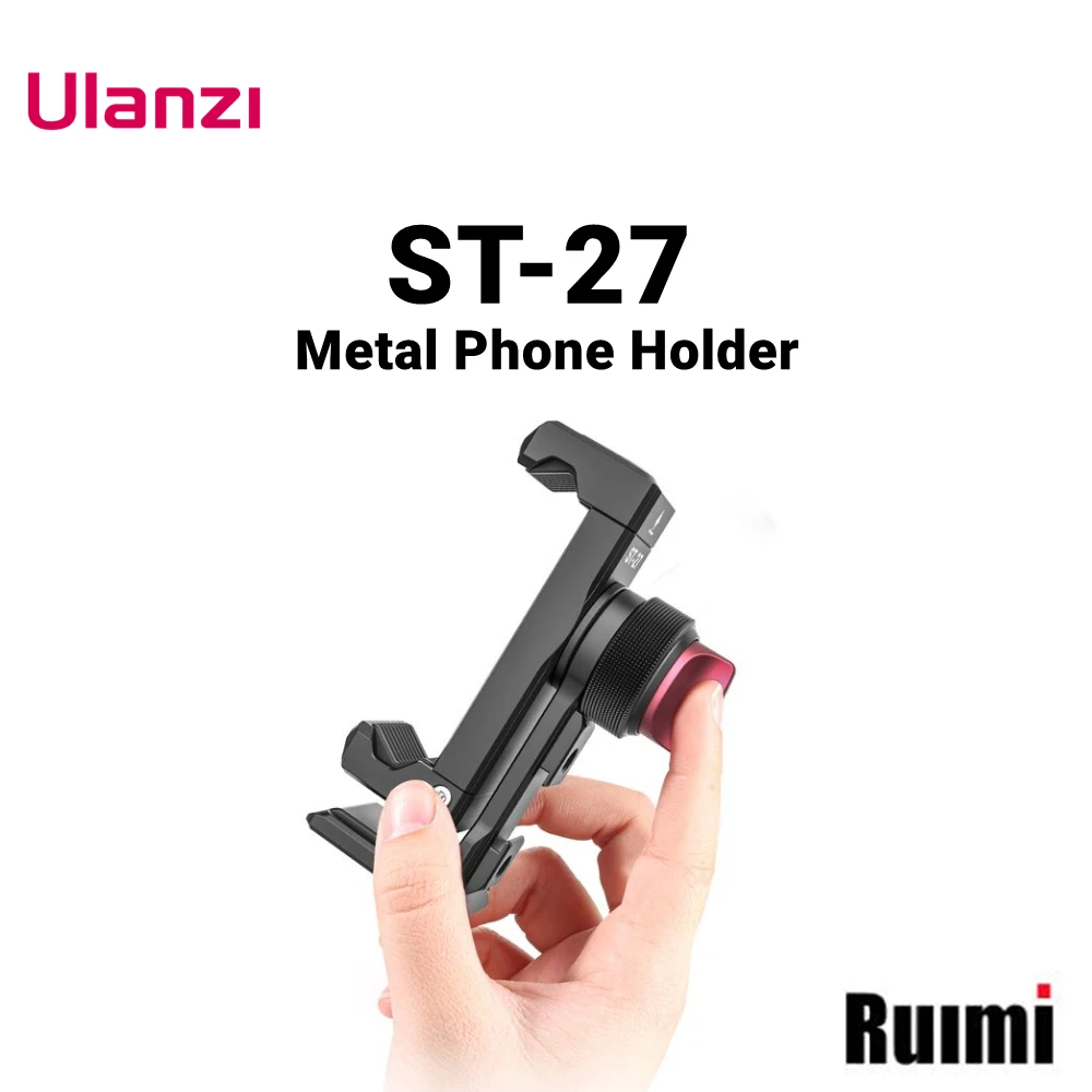 

Ulanzi ST-27 Metal Phone Holder With Cold Shoe Arca 360 Rotatable Phone Mount Clamp Compatible with iPhone Android Smartphone