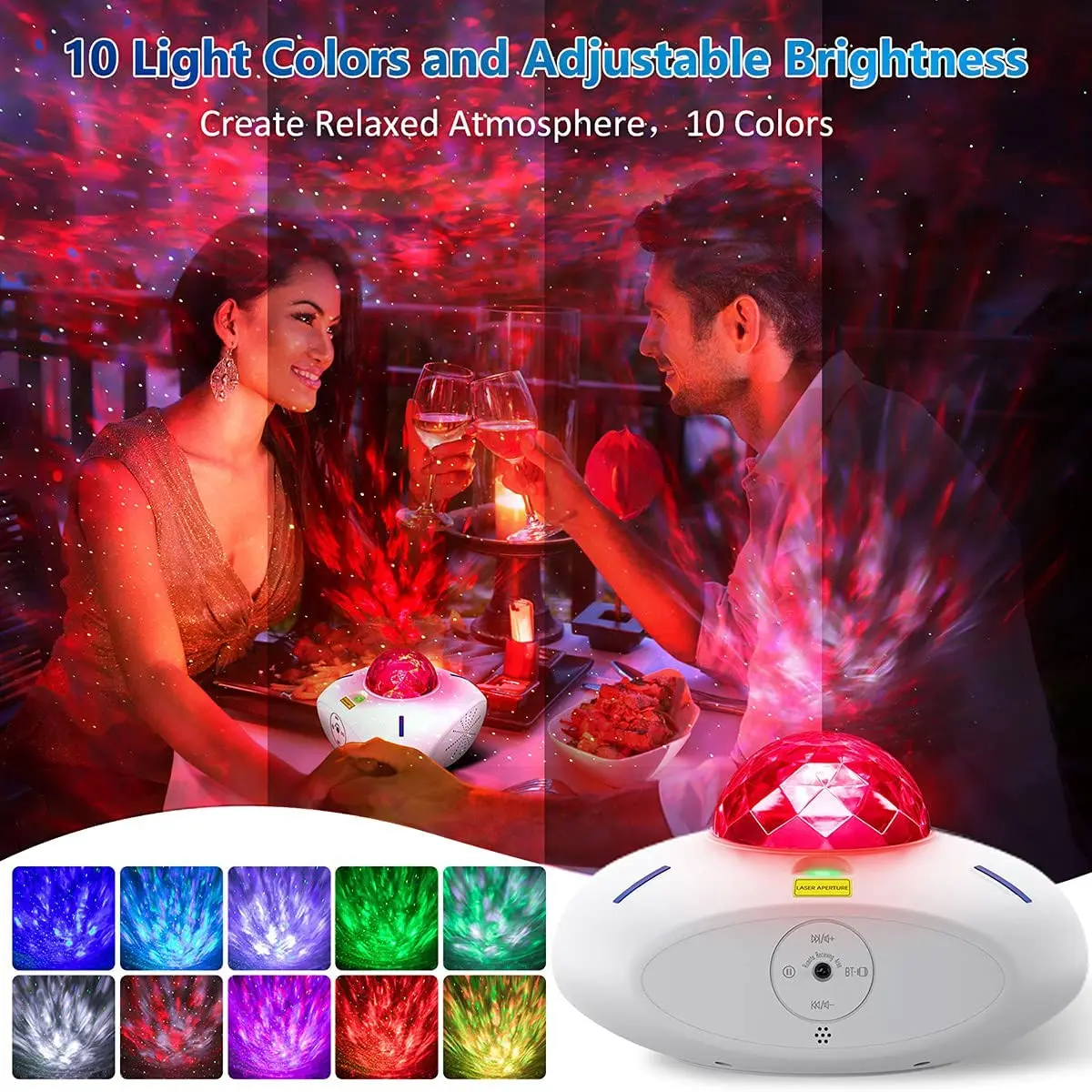 Laser Galaxy Starry Sky Projector Rotating Ocean Waving Night Light Led Colorful Wave Cloud Lamp Atmospher Bedroom Beside | Лампы и