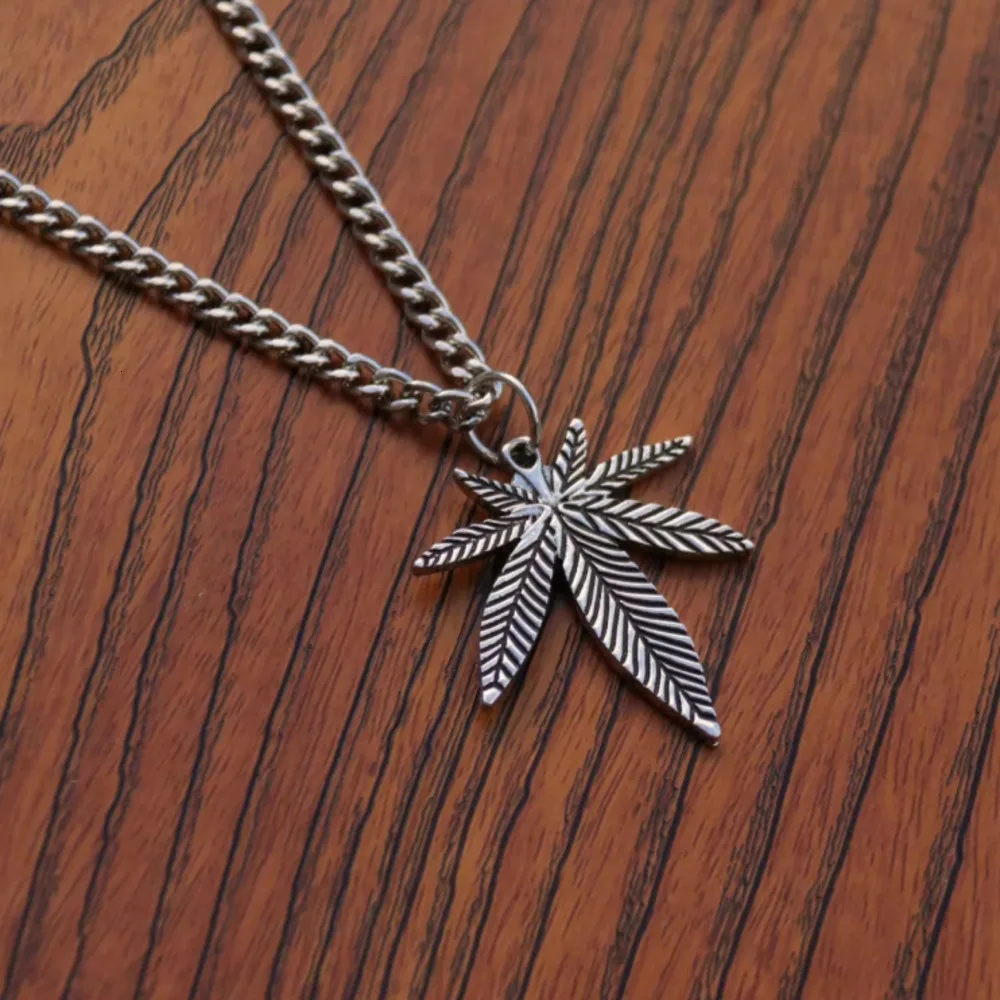 Инс Конопляный лист модное длинное ожерелье из нержавеющей стали для мужчин хип