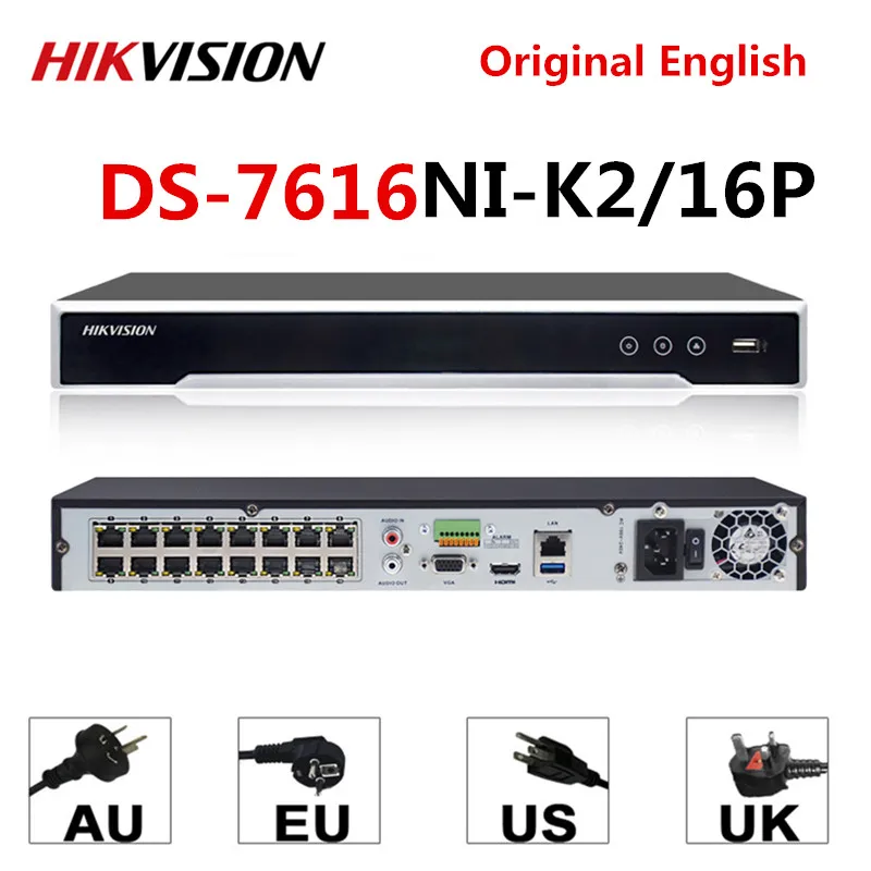 Hikvision 4K POE NVR DS-7616NI-K2/16 P 16CH H.265 12mp POE NVR для ip-камеры поддержка двухсторонней аудио HIK-CONNECT