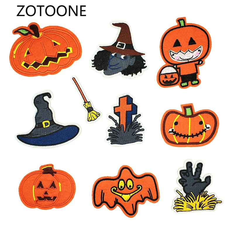 Нашивка ZOTOONE серии Хэллоуин наклейки для одежды с вышивкой в виде тыквы нашивки