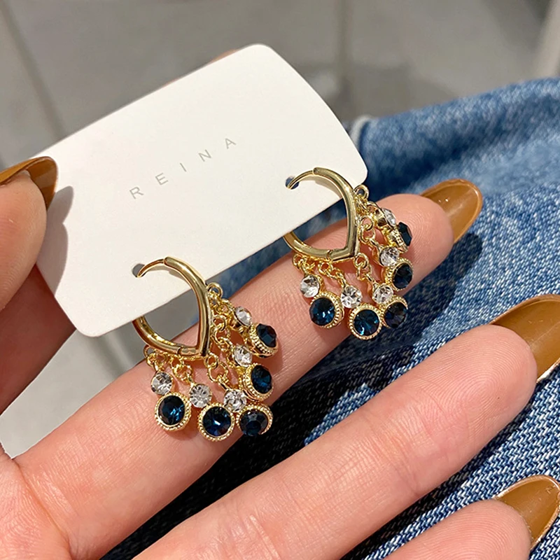 

Серьги-подвески женские с кисточками и кристаллами, 14 к