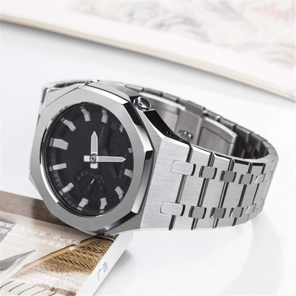 

Modification Accessories for GA-2100 Metal Watchband Strap Bezel 3rd Replacement Accessories For G-Shock Stainless Steel Watches