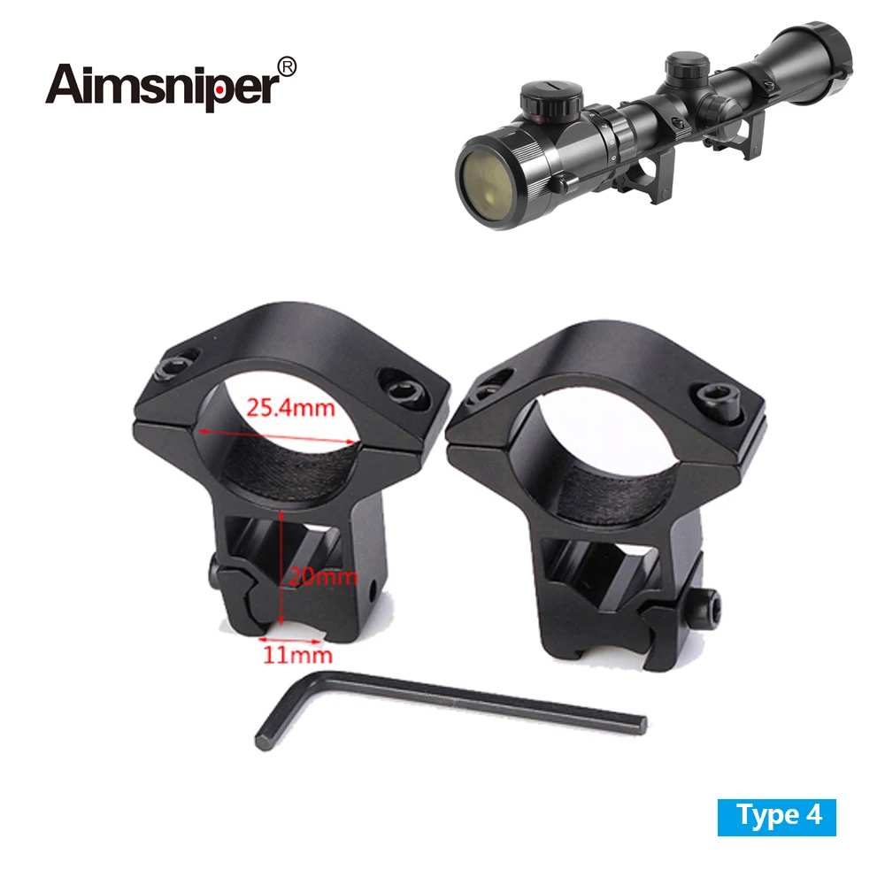 Tactical 2PCS/lot Profile Flashlight 25.4mm1&quot Rifle Scope Mount Rings 11/20mm Picatinny Weaver Rail For Hunting Riflescope | Спорт и