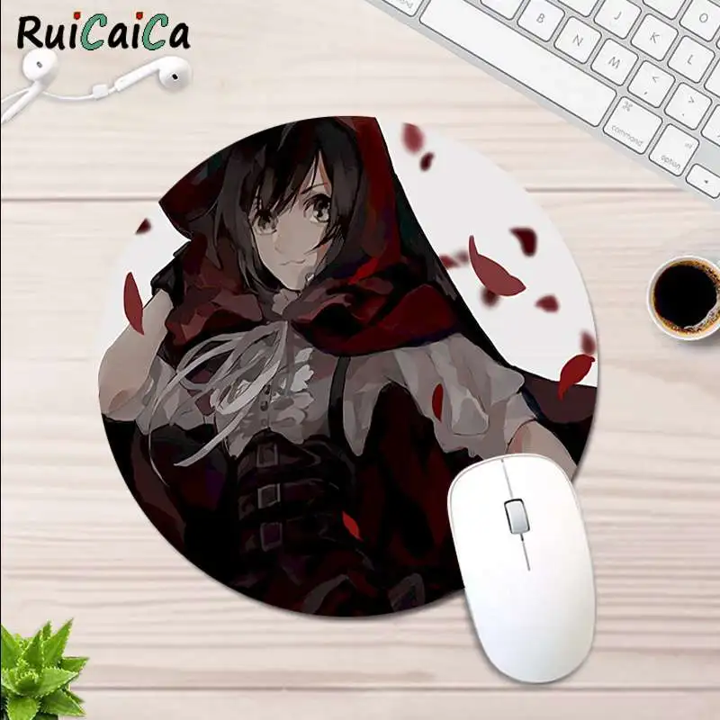 

RuiCaiCa New Designs Ruby Rose gamer play mats round gaming Mousepad Anti-Slip Laptop PC Mice Pad Mat gaming Mousepad