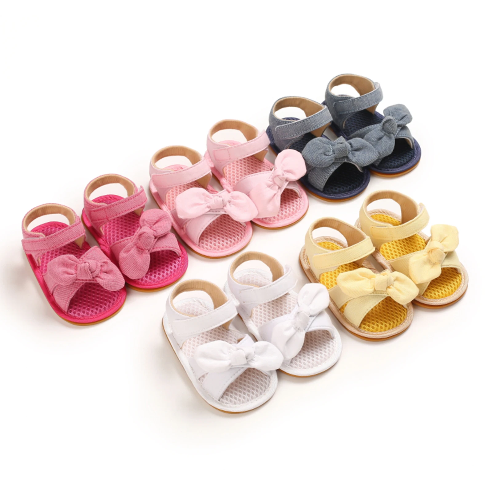 

Newborn Baby Girls Summer Bow Knot Sandals Shoes Fist Walker Soft Sole Non-Slip Infant Toddler Summer Prewalkers Shoes 0-12M