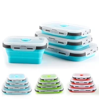 4pcs kitchen silicone lunch box collapsible portable bowl food storage container eco friendly for microwavable picnic