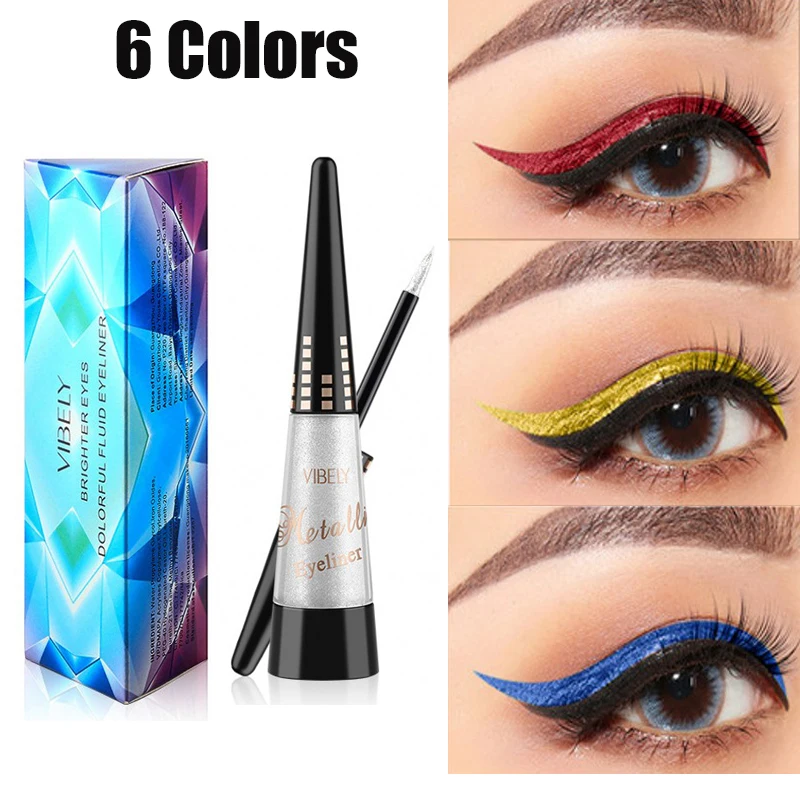 

6 Colors Make Up Color Glitte Pearl Eyeliner Waterproof Sweat Is Not Blooming Comestics Long-lasting Eye Pencil Eyeliner Pencil