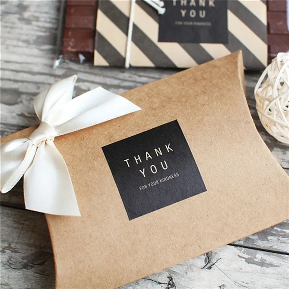 

10 Sheets 60pcs Square Circle Shape Thank you Handmade Cake Packaging Sealing Label Kraft Sticker Baking DIY Gift Stickers