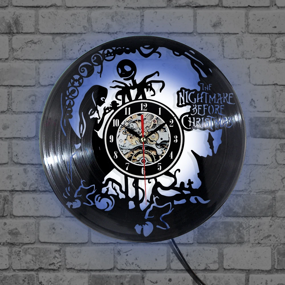 Виниловые настенные часы с записью Кошмар перед Рождеством тема CD Запись 3D