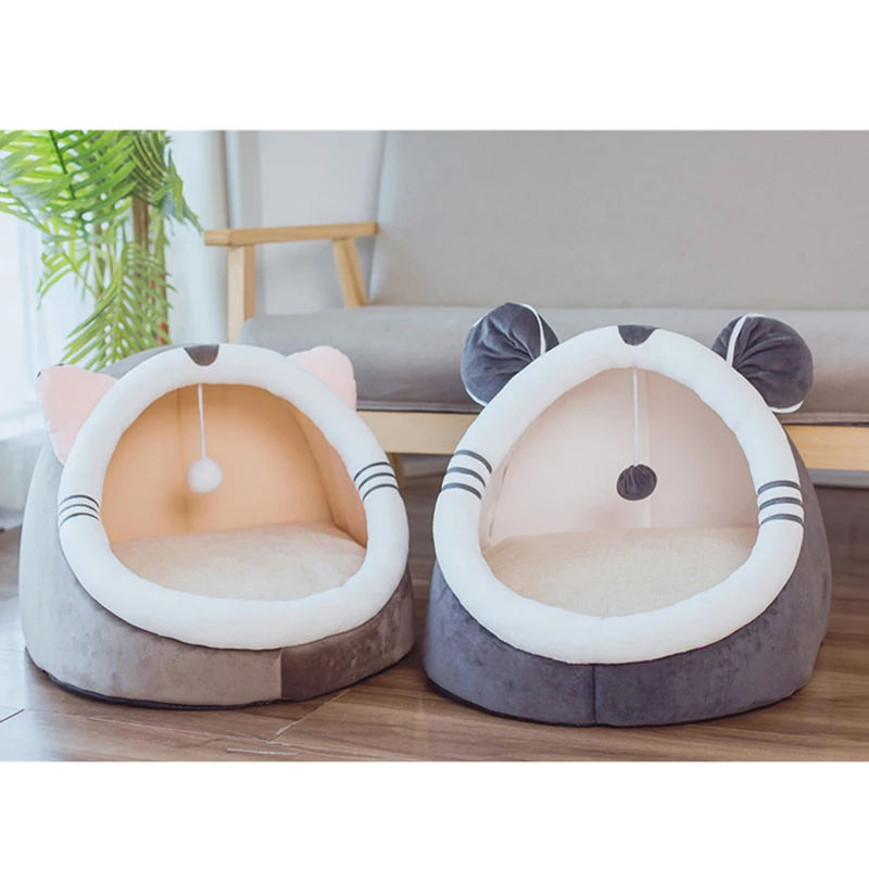 

New Pet Bed Cat House Luxury Dog Fluffy Cushion Soft Kitten Cave Cat Warm Cozy Bed Velvet Sleeping Mat Winter Cat Accessories