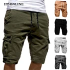 Шорты-карго мужские с карманами, тактические свободные штаны, Джоггеры в стиле милитари, зеленые спортивные, повседневные, рабочие, летние