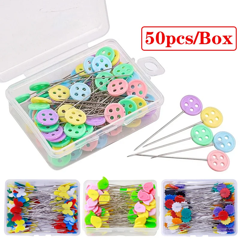 

50pcs/box Dressmaking Pins Embroidery Patchwork Pins Positioning Needle Sewing Marker Needle Pins DIY Sewing Garment Accessories