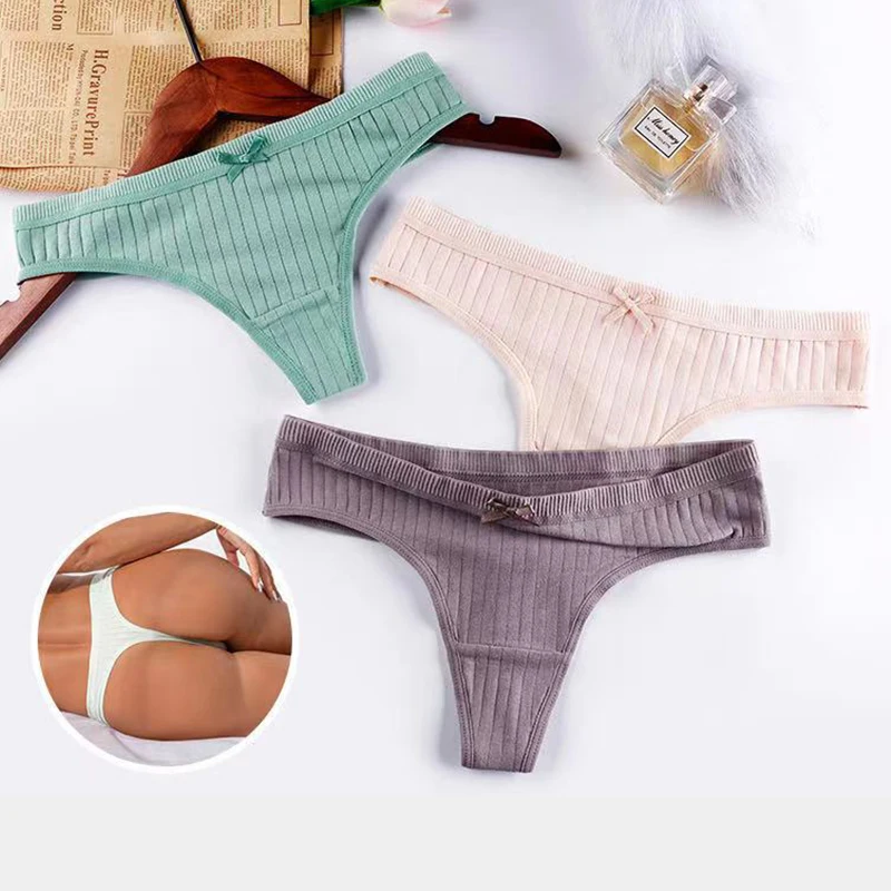 

3pcs/Set Women's Sexy Panties Cotton Thong Underwear Seamless Briefs Female Low-Rise G-String Tanga Lingerie T-Back Underpants