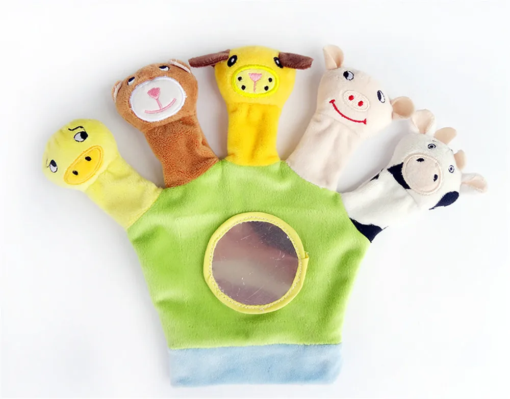 Cute Five Animals Cartoon Finger Baby Educational Hand Glove Puppet Plush Toys Story Dolls With Safety Goggle | Игрушки и хобби