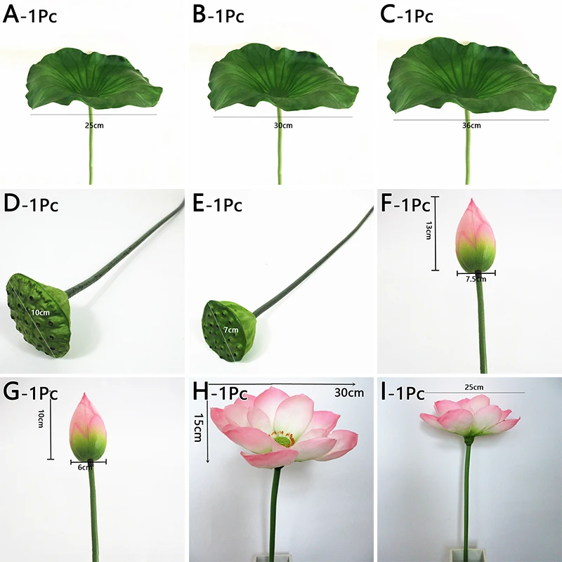 

Simulation Long Handle Silk Lotus Flower Lotus Leaves Artificial Green Plants for Home Hotel Water Surface Pond Decoration