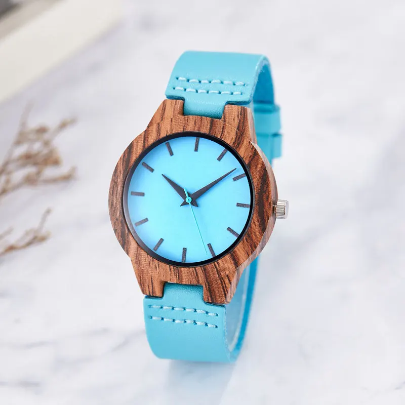 women watch 2 Креативные синие часы из имитации дерева для мужчин и женщин, деревянные часы для пары, наручные часы для влюбленных, Часы Из Натурального Коричневого Дерева, мужские часы - Цвет: women watch 2