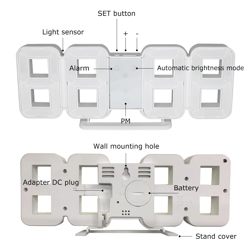 Настенные часы светодиодный 3D большой календарь времени температурный стол