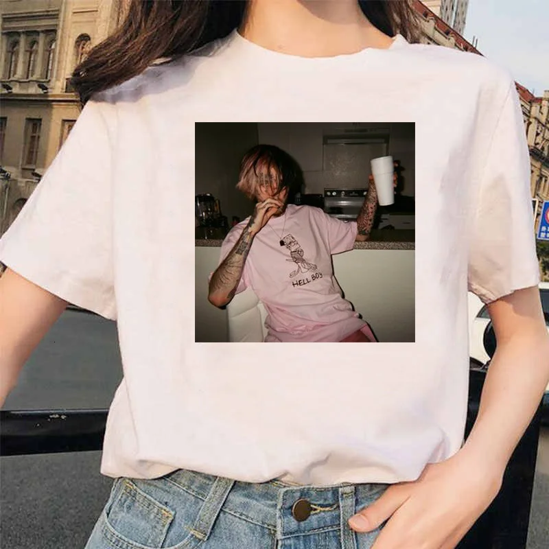 90s Графический Lil футболка с глазом Harajuku Хип-хоп футболки для женщин Cry Baby Ullzang модная футболка для мальчиков Топ-безрукавка в уличном стиле для женщин