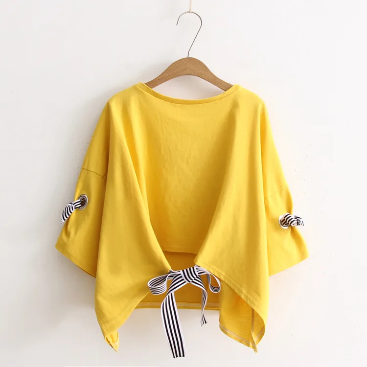 FTLZZ новый летний укороченный топ Женская футболка с буквенным принтом короткий