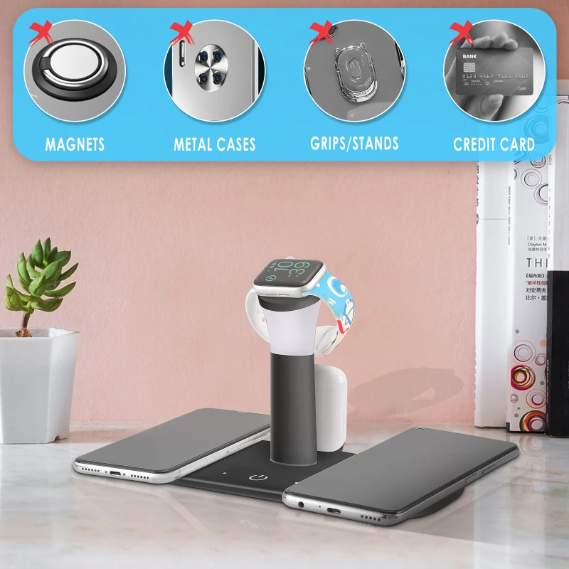 Беспроводное зарядное устройство 5 в 1 15 Вт Индуктивная зарядная станция для Apple
