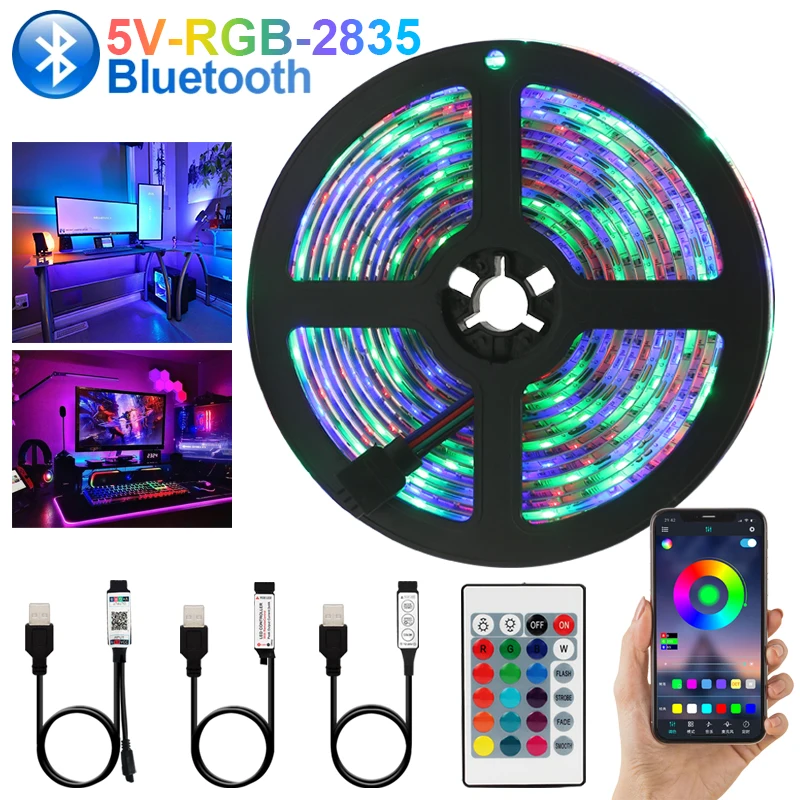 Светодиодные RGB лампы 2835 5 В светодиодные постоянного тока bluetooth гибкая